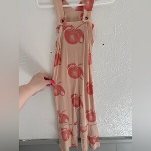 Kate Quinn vintage peach ruffle overalls hard to find print jumpsuit